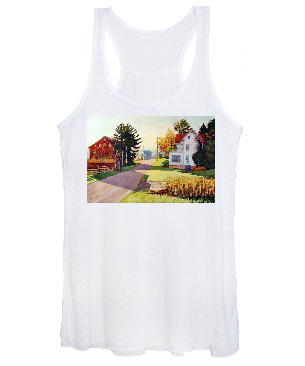 Watercolor Women's Tank Top featuring the painting The Country Road by Mick Williams