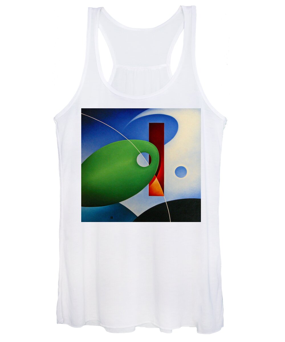 Abstract Women's Tank Top featuring the painting The Fishing Hole #1 by T S Carson
