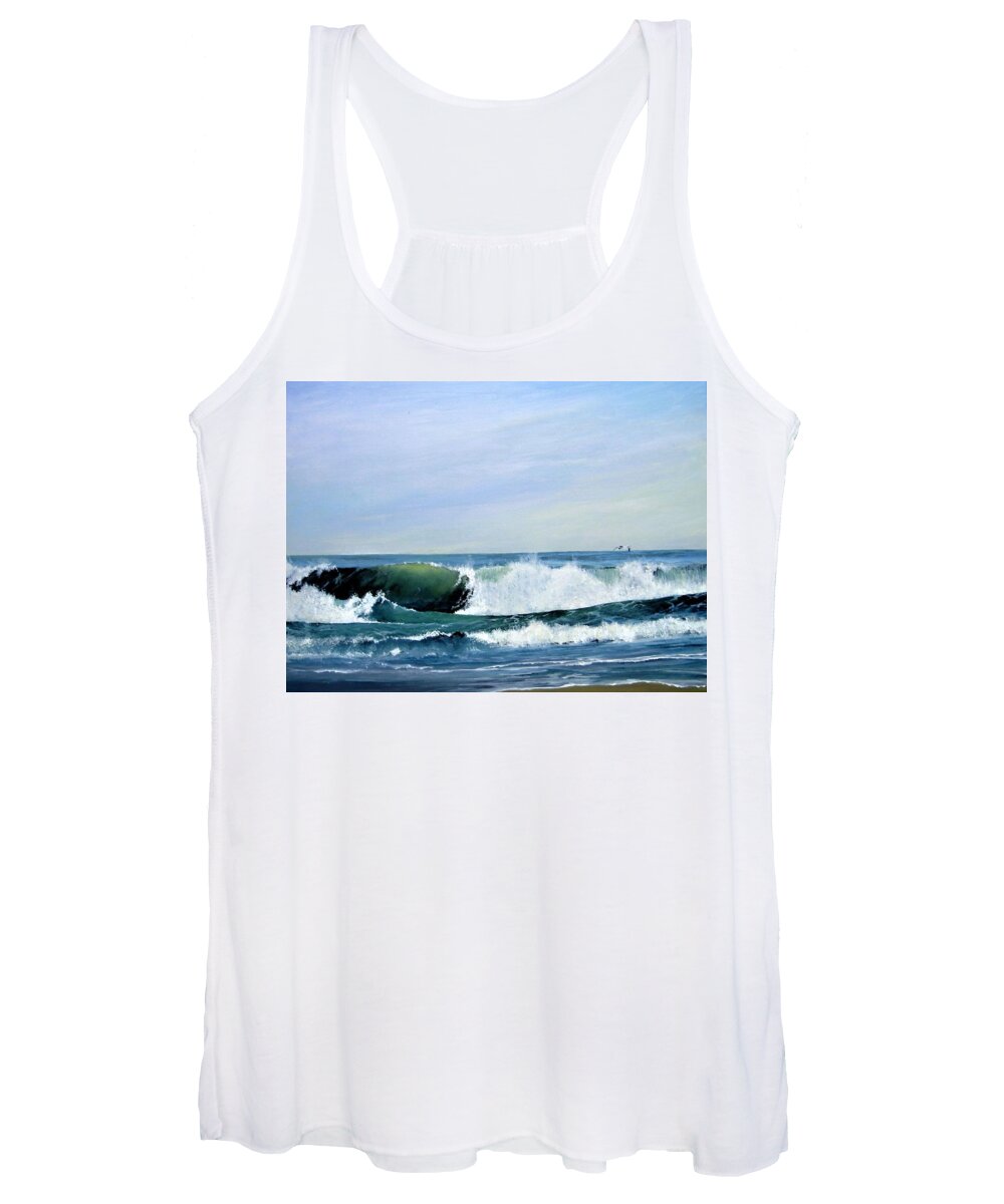 Seascape Women's Tank Top featuring the painting The Lone Seagull by Barry BLAKE
