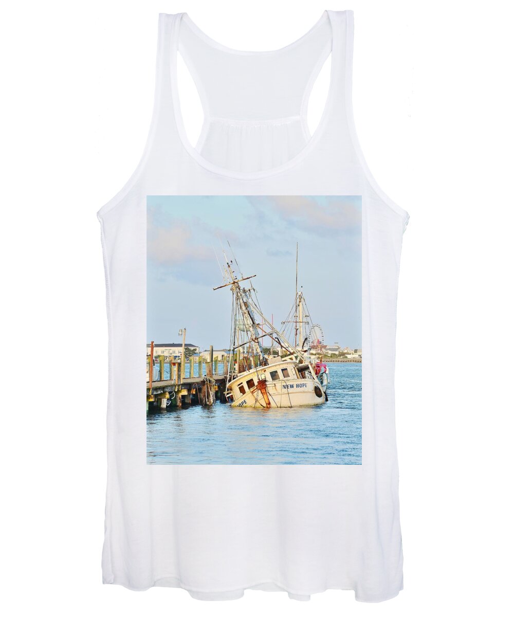 New Hope Women's Tank Top featuring the photograph The New Hope Sunken Ship - Ocean City Maryland by Kim Bemis