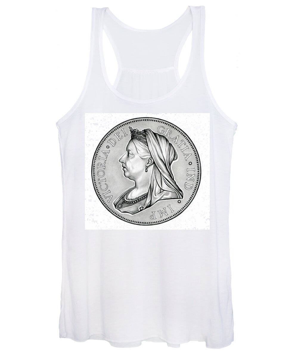 Coin Women's Tank Top featuring the drawing The Queen - Original by Fred Larucci