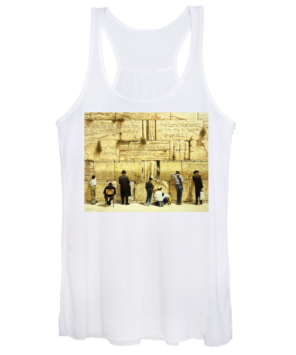 Bible Women's Tank Top featuring the painting The Western Wall Jerusalem by Graham Braddock