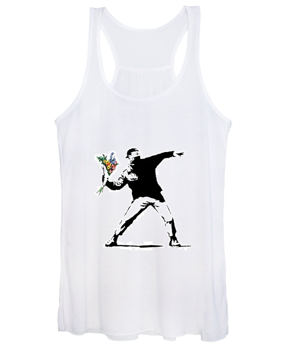 Banksy Women's Tank Top featuring the photograph Throwing Love by Munir Alawi