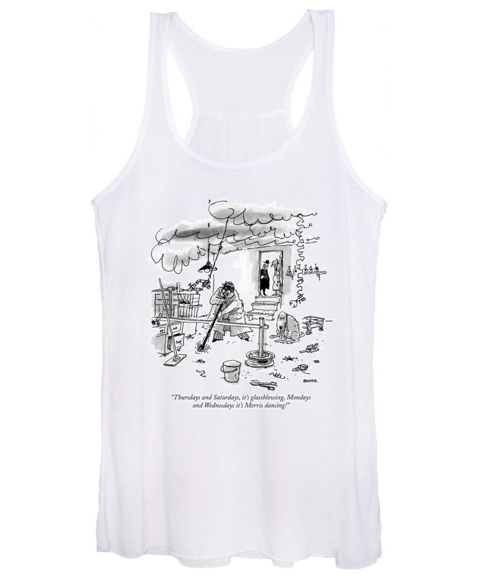 Old Age Women's Tank Top featuring the drawing Thursdays And Saturdays by George Booth