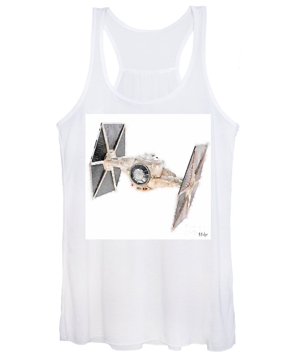 Tie Women's Tank Top featuring the painting TIE fighter by HELGE Art Gallery