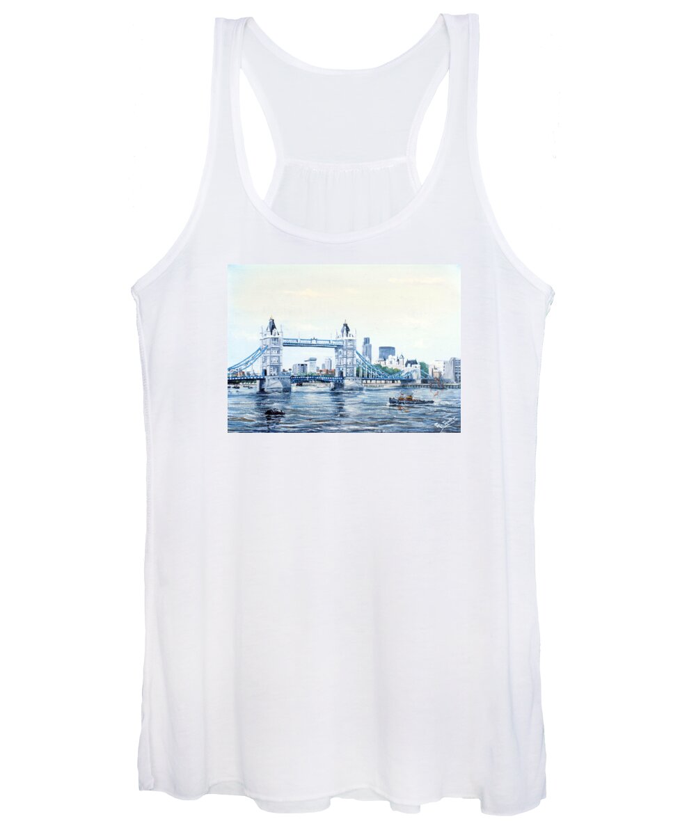 Tower Bridge Women's Tank Top featuring the painting Tower Bridge and The City of London by Mackenzie Moulton