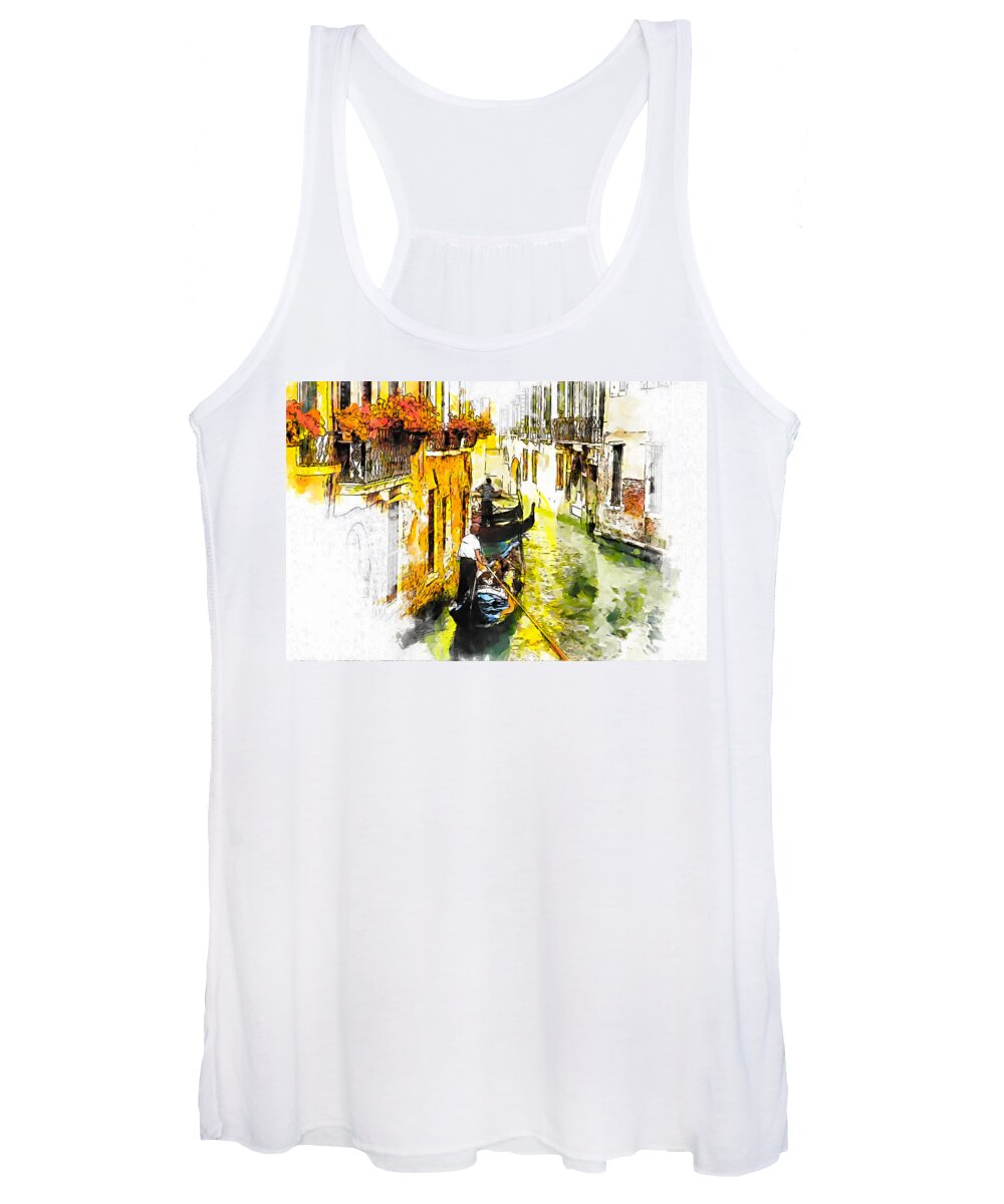 Gondola Women's Tank Top featuring the painting Tranquillity by Greg Collins