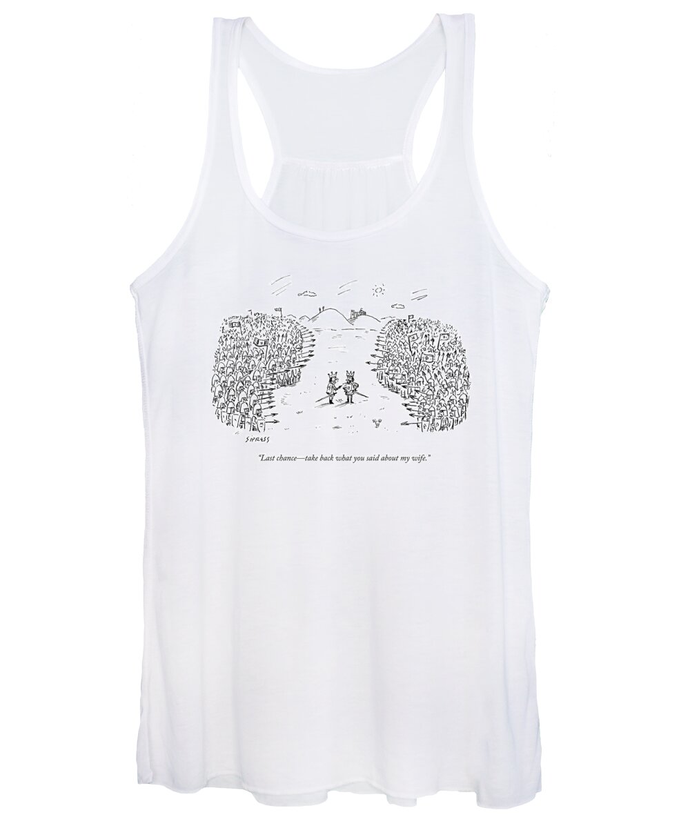 Kings Women's Tank Top featuring the drawing Two Kings With Armies About To Face Off by David Sipress