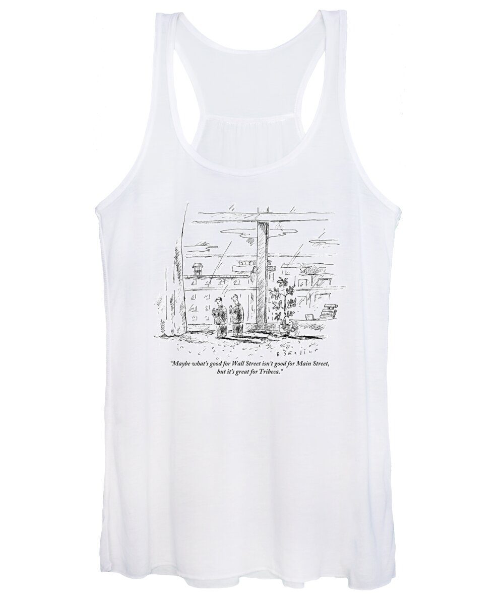 Tribeca Women's Tank Top featuring the drawing Two Men Standing In An Apartment by Barbara Smaller