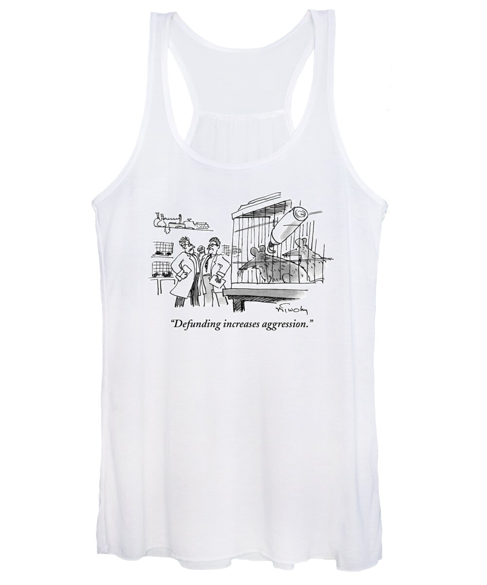 Mice Women's Tank Top featuring the drawing Two Mice In A Cage Watch Two Scientists Argue by Mike Twohy