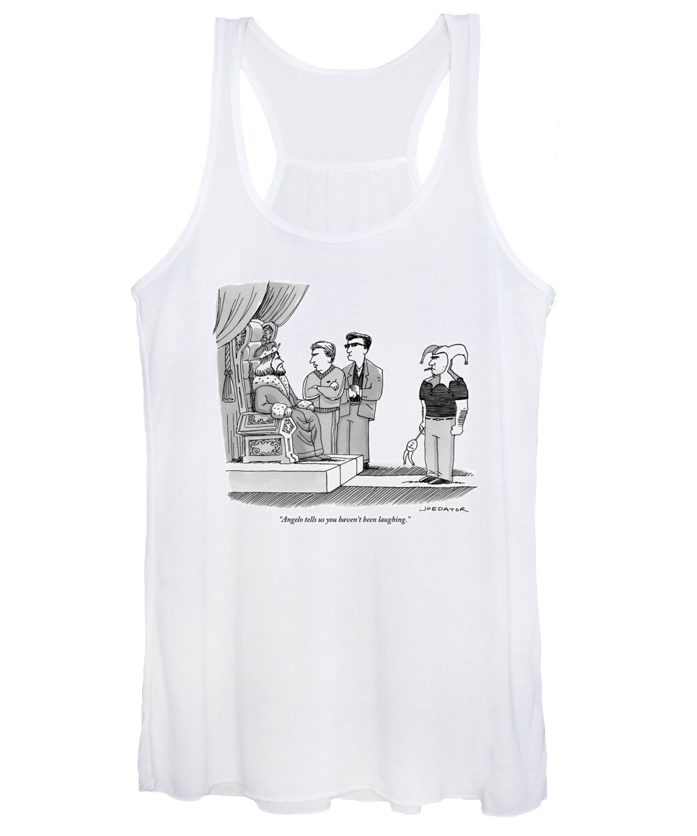 Jesters Women's Tank Top featuring the drawing Two Mobster Tough Guys Confront A King On Behalf by Joe Dator