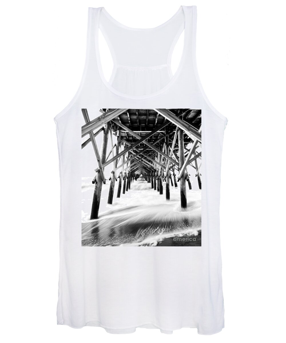 Folly Beach Pier Women's Tank Top featuring the photograph Under the Pier Folly Beach by Donnie Whitaker