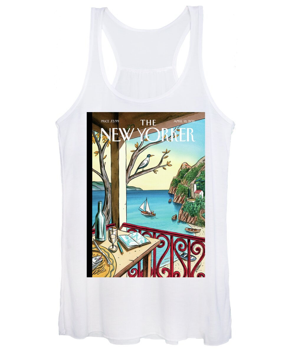 Balcony Women's Tank Top featuring the painting Drawing While Waiting by Jacques de Loustal