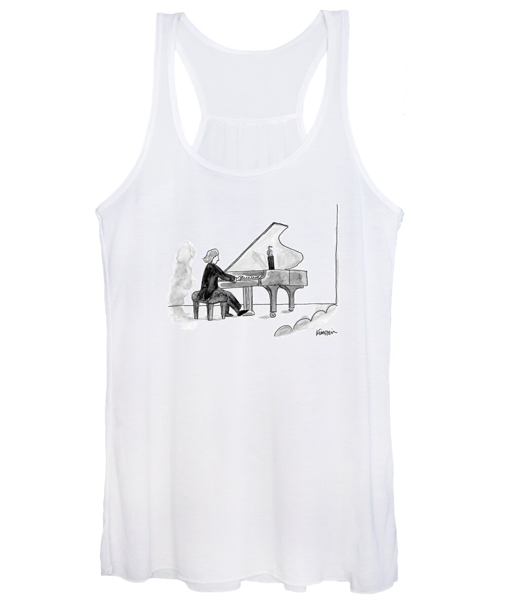Piano Women's Tank Top featuring the drawing New Yorker December 5th, 2016 by Ken Krimstein