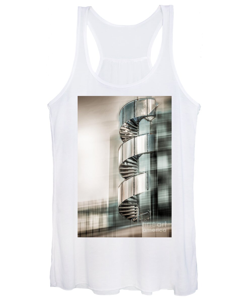 Stairs Women's Tank Top featuring the digital art Urban Drill - Cyan by Hannes Cmarits