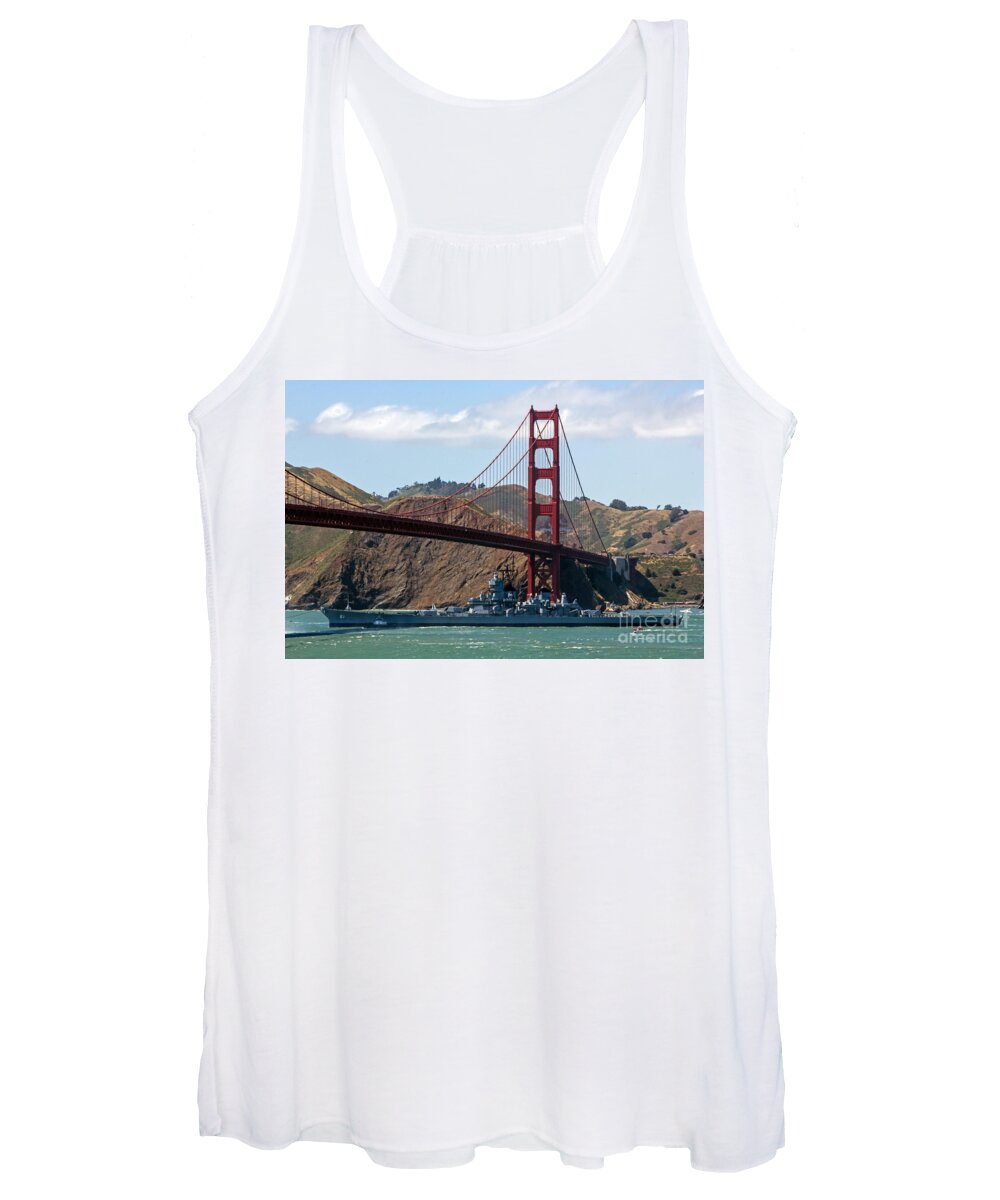 Battleship Women's Tank Top featuring the photograph U.S.S. Iowa up close by Kate Brown