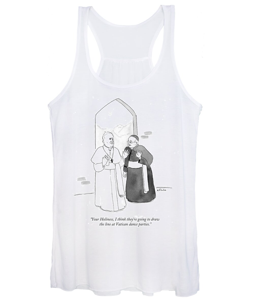 Your Holiness Women's Tank Top featuring the drawing Vatican Dance Parties by Emily Flake