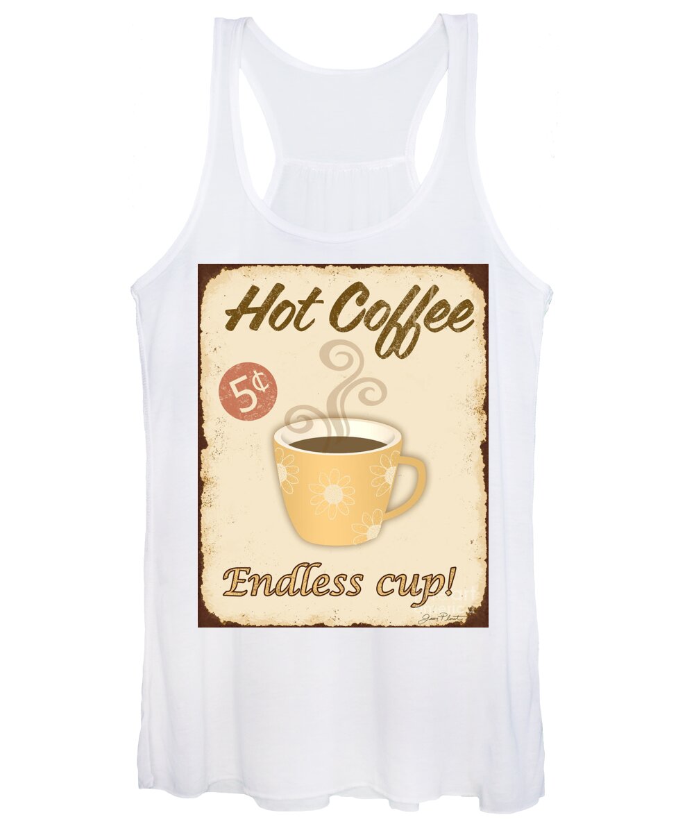 Jean Plout Women's Tank Top featuring the digital art Vintage Endless Coffee Cup Sign by Jean Plout