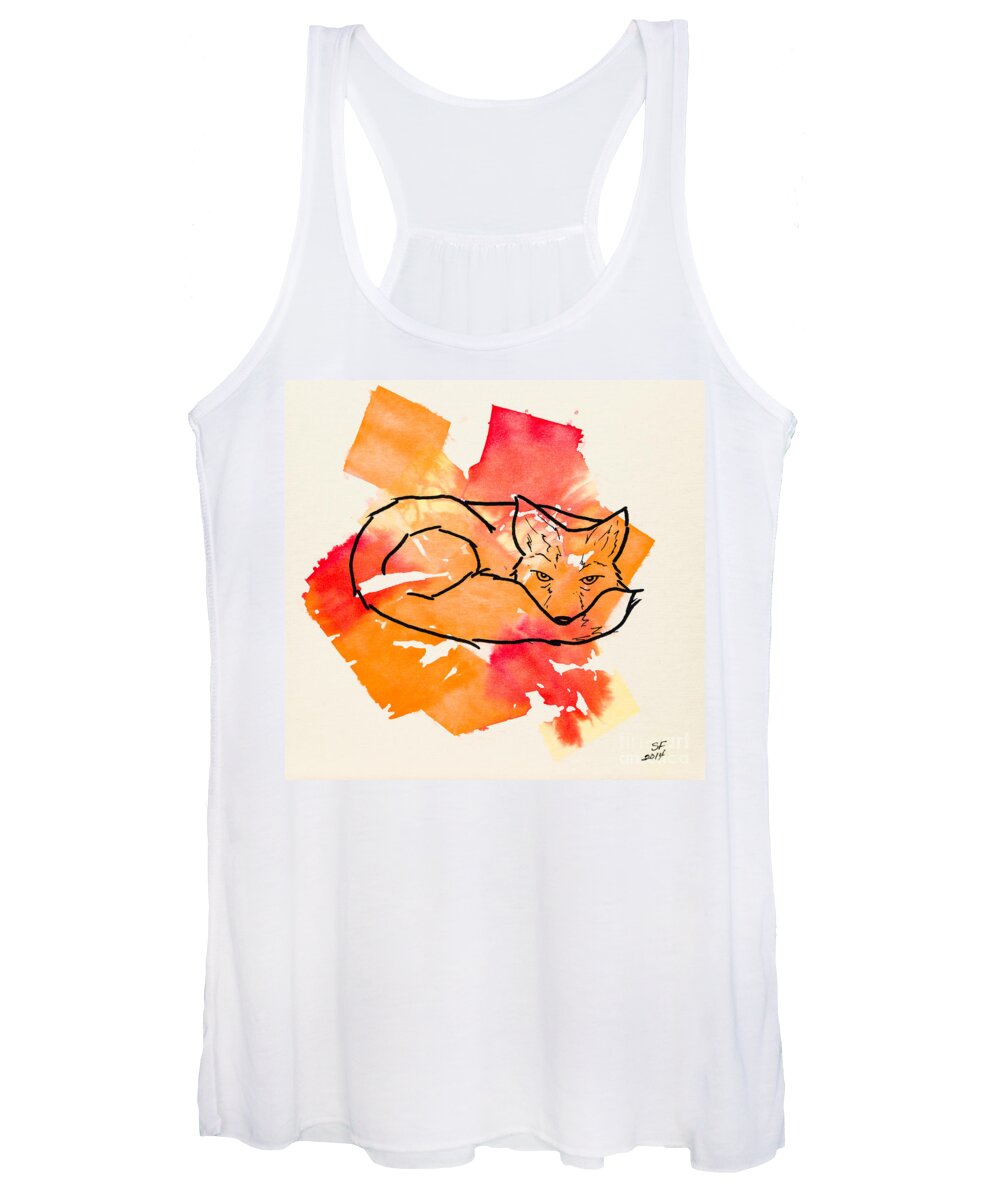 Red Women's Tank Top featuring the painting Vulpes vulpes by Stefanie Forck
