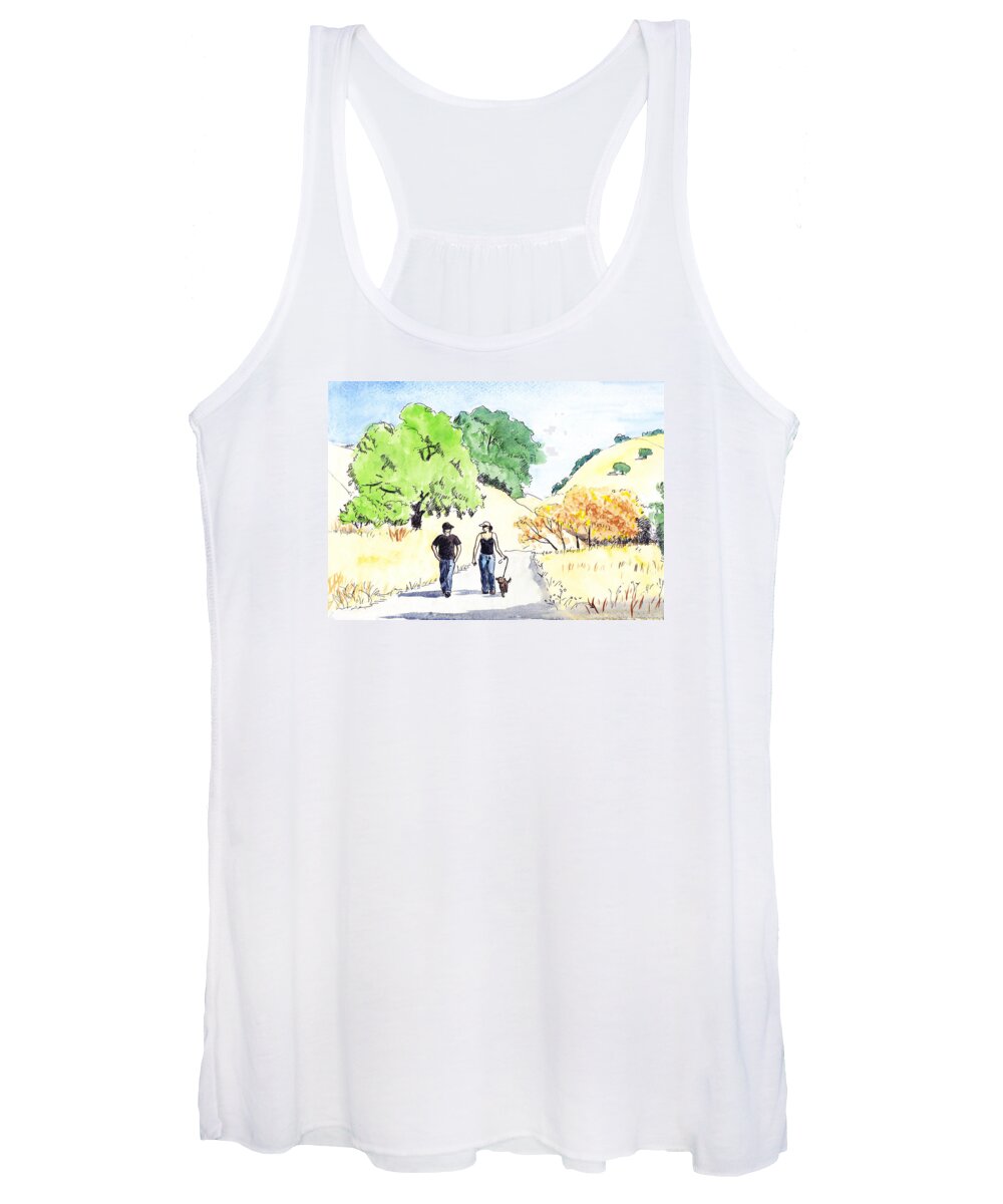 Man Women's Tank Top featuring the painting Walking In the Park by Masha Batkova