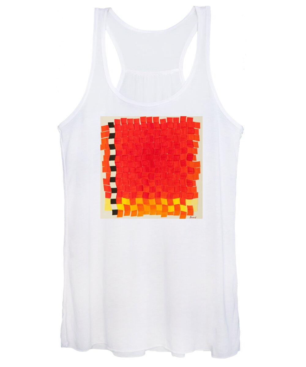 Geometric Women's Tank Top featuring the painting Weave #2 Sunset Weave by Thomas Gronowski