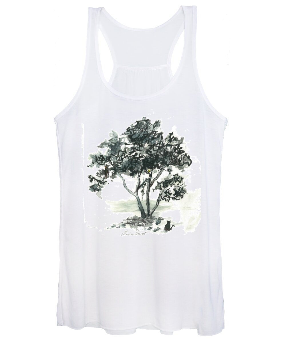Tree Women's Tank Top featuring the painting Studying the Menu by Maria Hunt