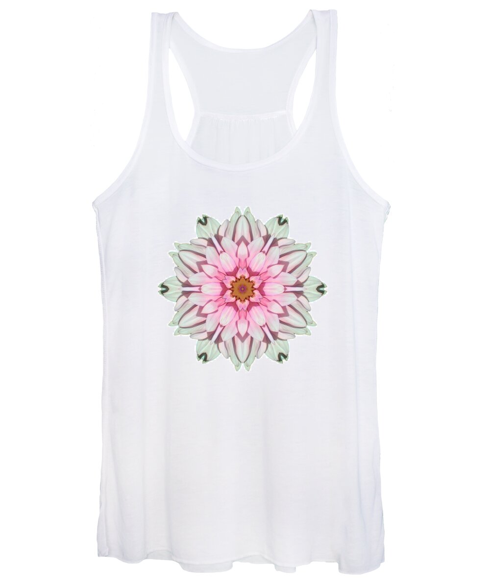 Flower Women's Tank Top featuring the photograph White and Pink Dahlia I Flower Mandala White by David J Bookbinder