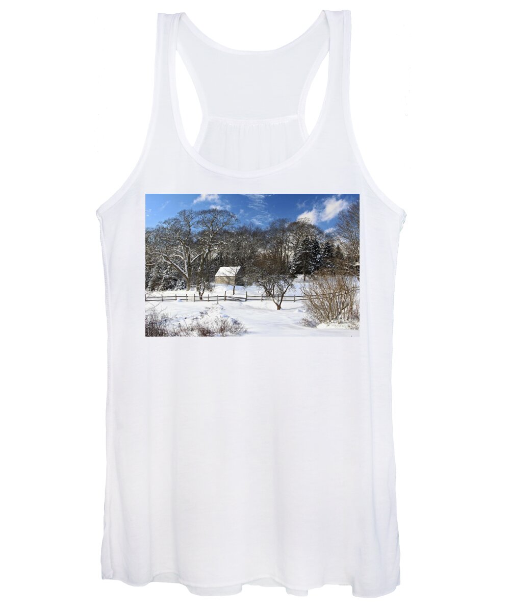 Maine Women's Tank Top featuring the photograph Winter Barn by Karin Pinkham