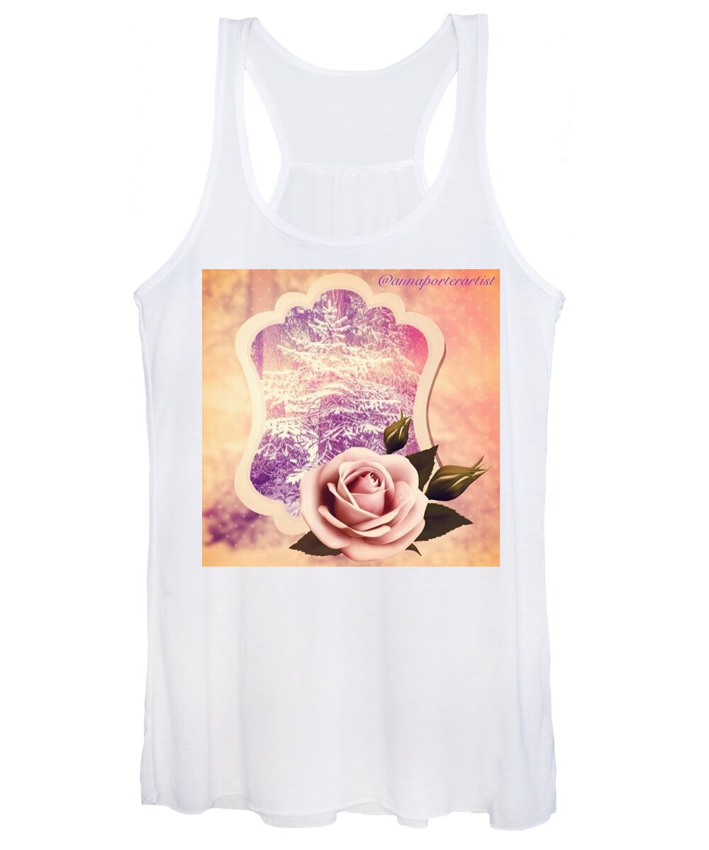 Winter Women's Tank Top featuring the photograph Winter Tree And A Rose For Thee by Anna Porter