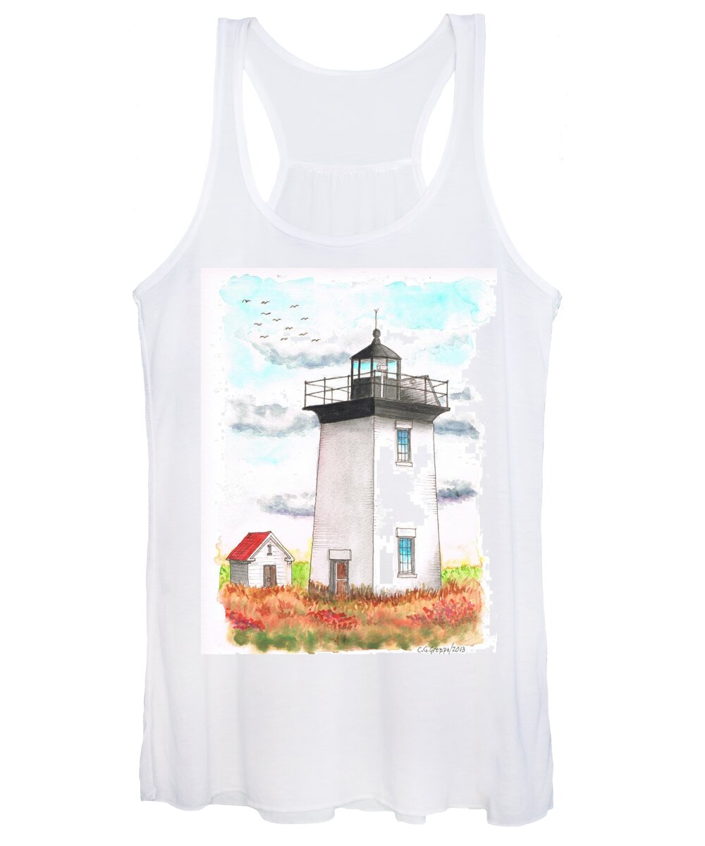 Wood End Lighthouse Women's Tank Top featuring the painting Wood End Lighthouse - Massachusetts by Carlos G Groppa