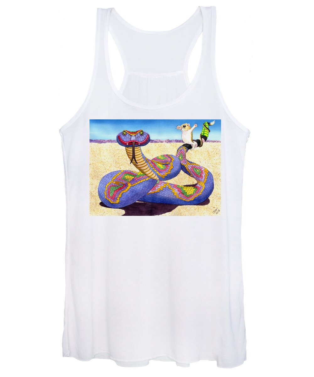 Snake Women's Tank Top featuring the painting Wrangled Razzle Dazzle Rainbow Rattler by Catherine G McElroy