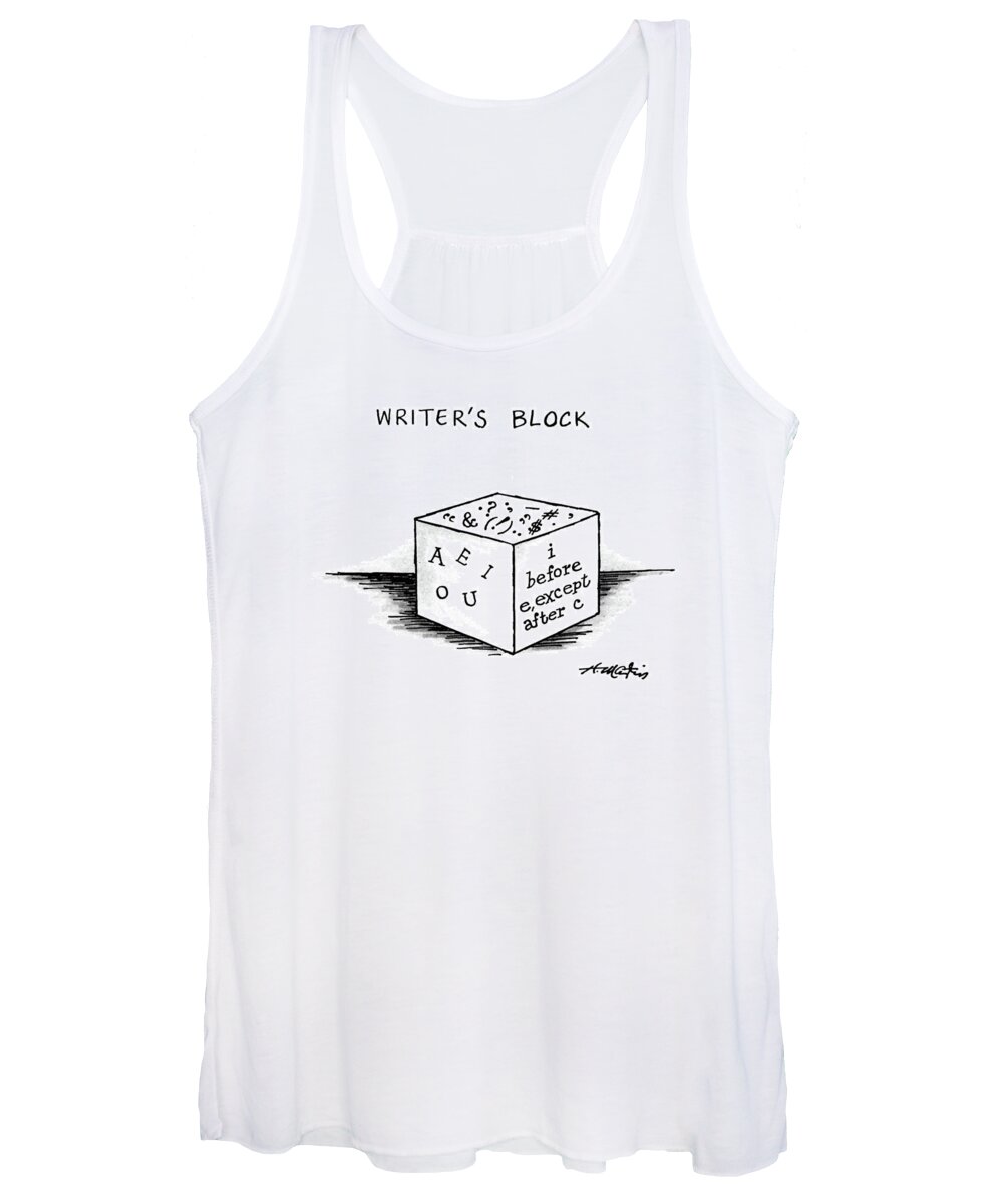 No Caption
Writer's Block.title.picture Of A Block That Has On One Side Women's Tank Top featuring the drawing Writer's Block by Henry Martin