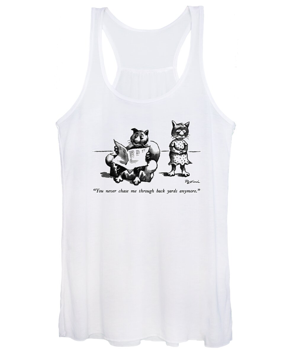 Animals Women's Tank Top featuring the drawing You Never Chase Me Through Back Yards Anymore by Eldon Dedini
