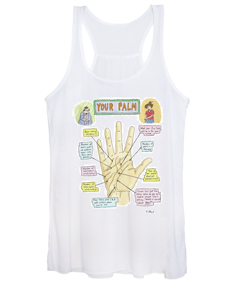 Your Palm Women's Tank Top featuring the drawing Your Palm by Roz Chast