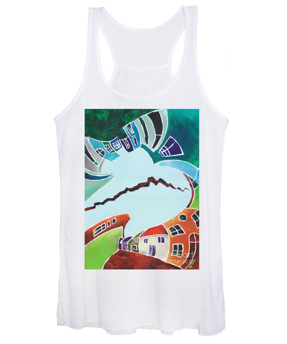 Canvas Prints Women's Tank Top featuring the painting Your reality or mine. Realities VIS-A-VIS or When a Rupture Matters by Elisabeta Hermann