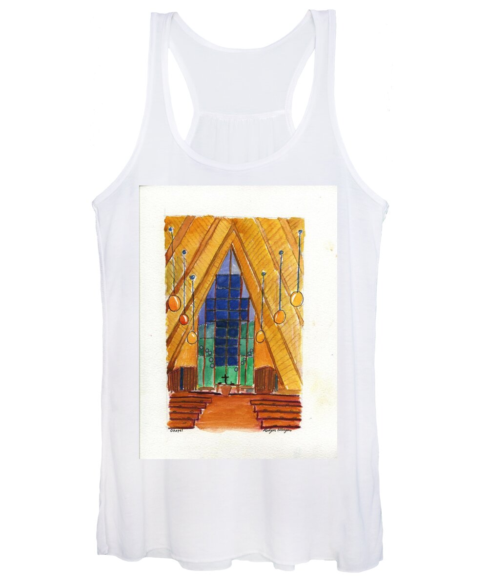 Chapel Women's Tank Top featuring the painting Placerville Chapel #1 by Rodger Ellingson