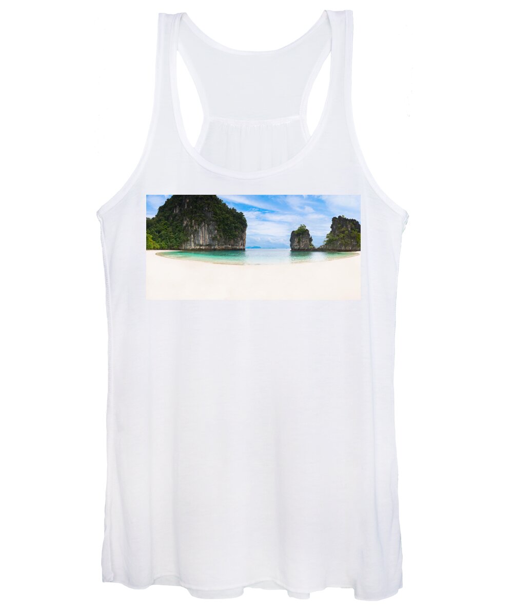 Andaman Women's Tank Top featuring the photograph White sandy beach in Thailand #1 by U Schade
