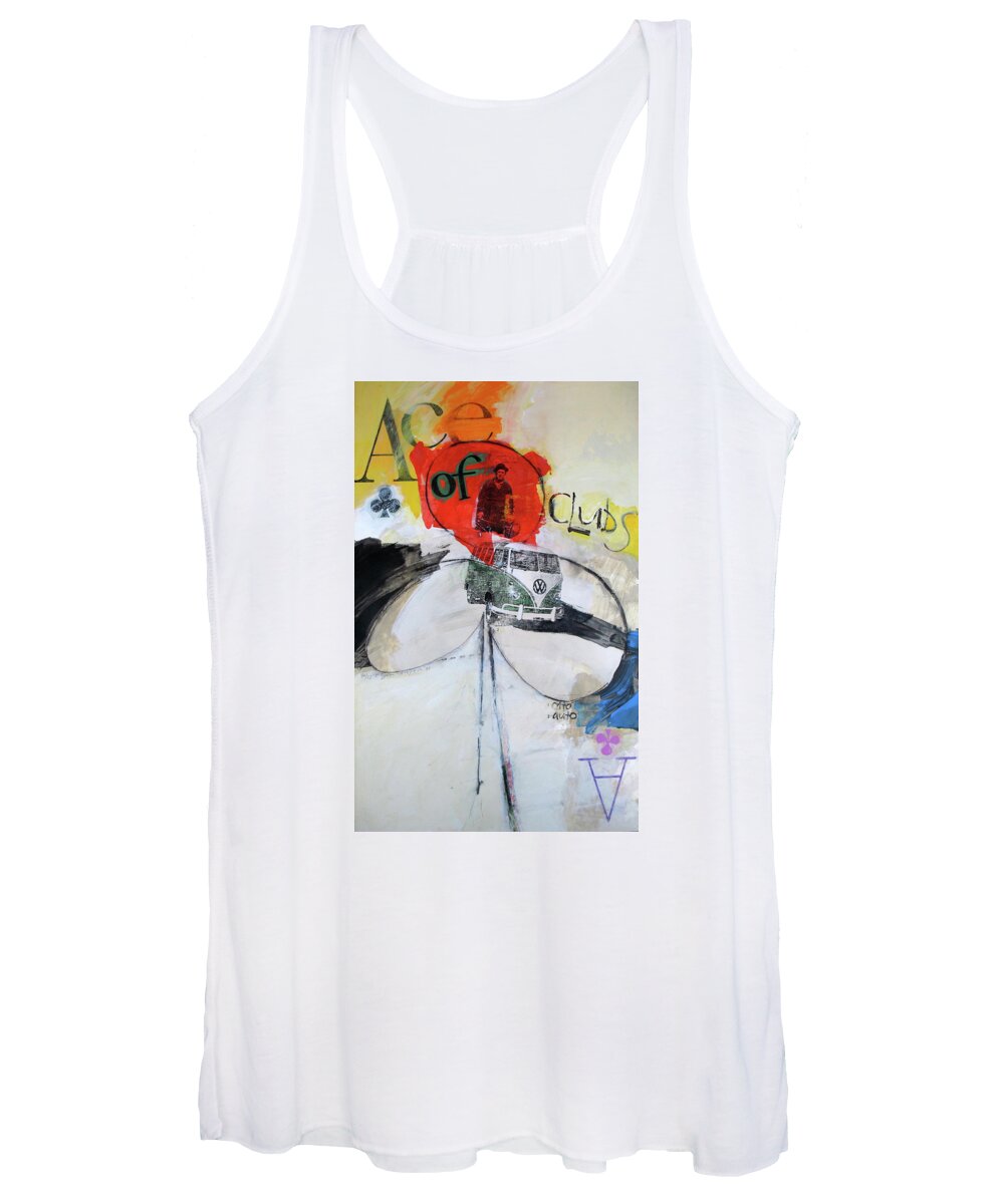 Acrylic Women's Tank Top featuring the painting Ace of Clubs 36-52 by Cliff Spohn
