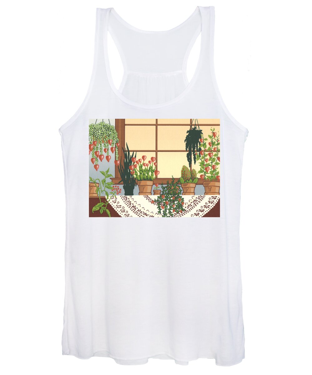 Hearts Serigraph Women's Tank Top featuring the relief Hearts A' Bloom by Anne Gifford