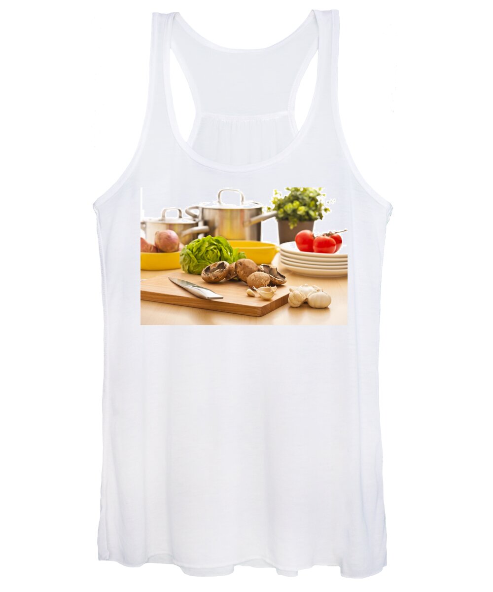 Cooking Pot Women's Tank Top featuring the photograph Kitchen still life preparation for cooking by U Schade