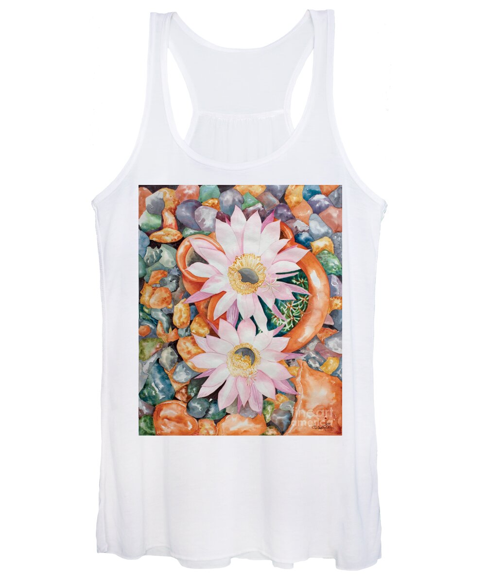 Flower Women's Tank Top featuring the painting Queen of the Night II by Kandyce Waltensperger