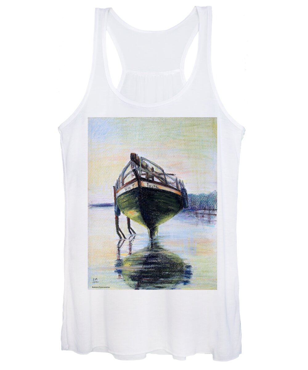 Boat Women's Tank Top featuring the drawing Ready To Slip by Barbara Pommerenke