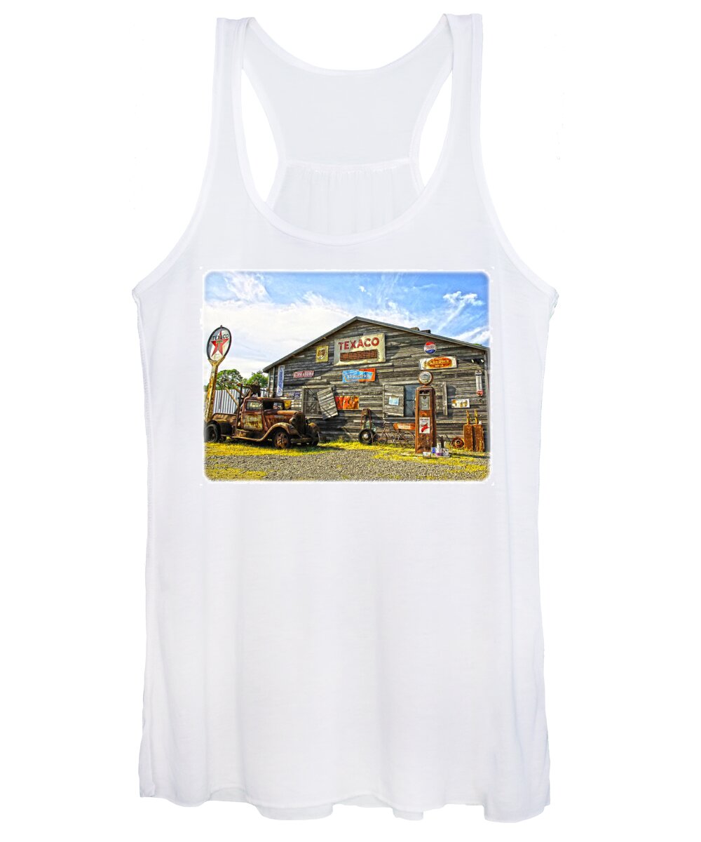 Texaco Women's Tank Top featuring the photograph Vintage Gas by Steve McKinzie
