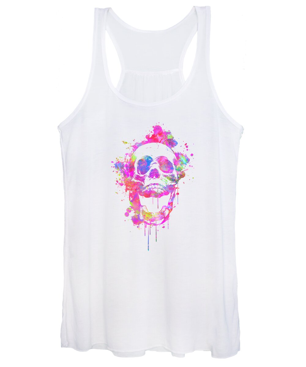 Illusion Women's Tank Top featuring the digital art Cool and Trendy Pink Watercolor Skull by Philipp Rietz
