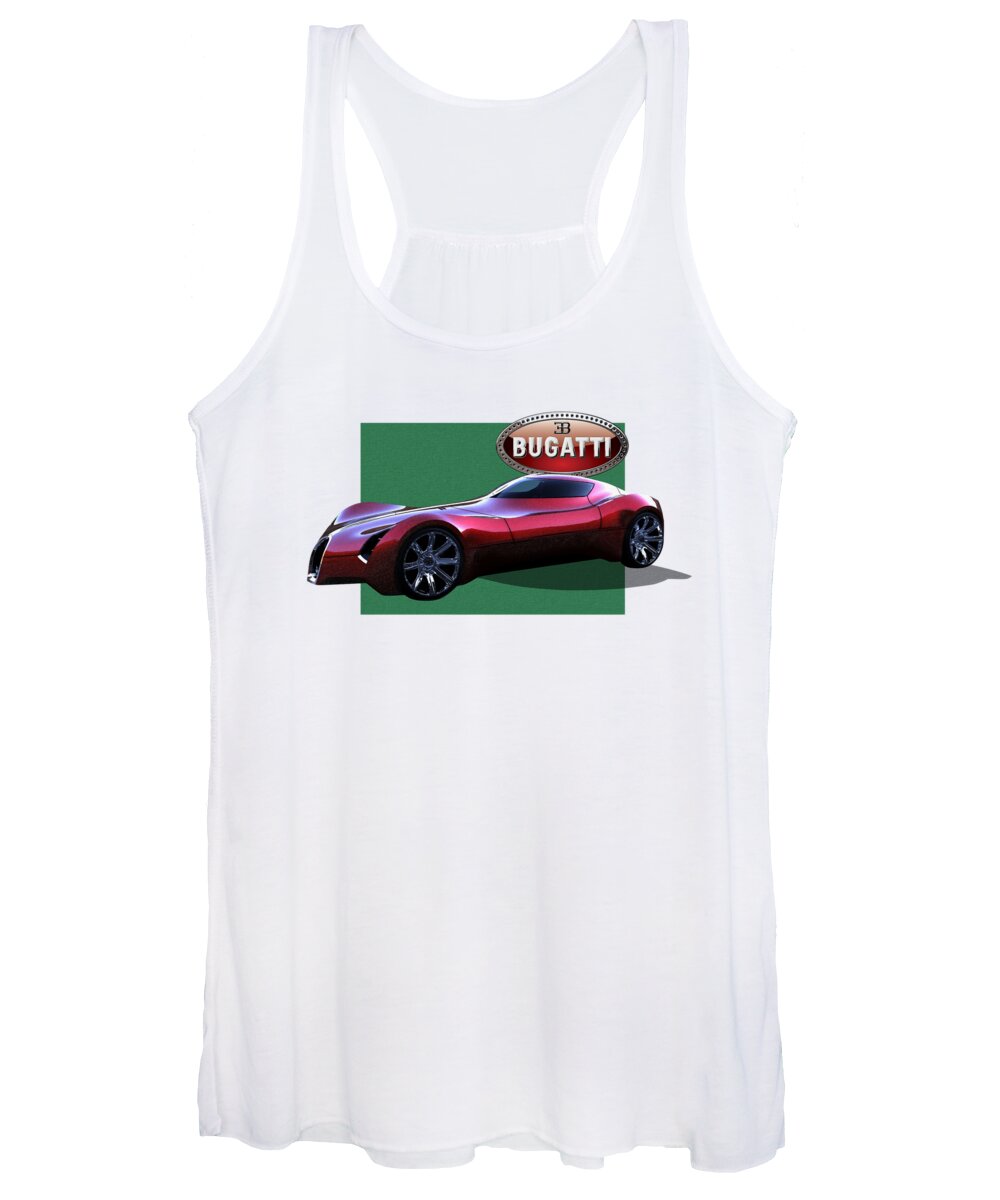 �bugatti� By Serge Averbukh Women's Tank Top featuring the photograph 2025 Bugatti Aerolithe Concept with 3 D Badge by Serge Averbukh