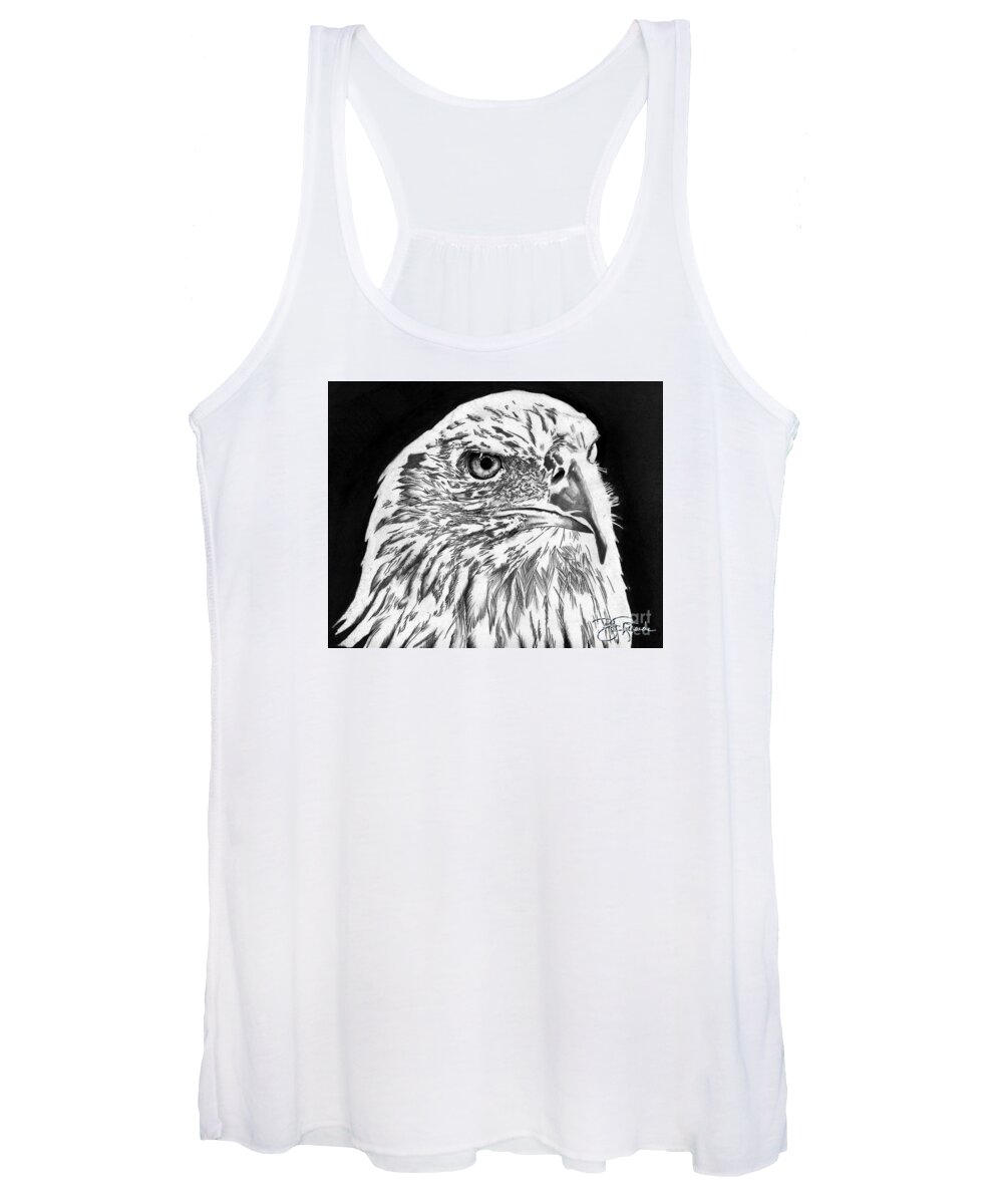 Bald Women's Tank Top featuring the drawing American Bald Eagle #1 by Bill Richards