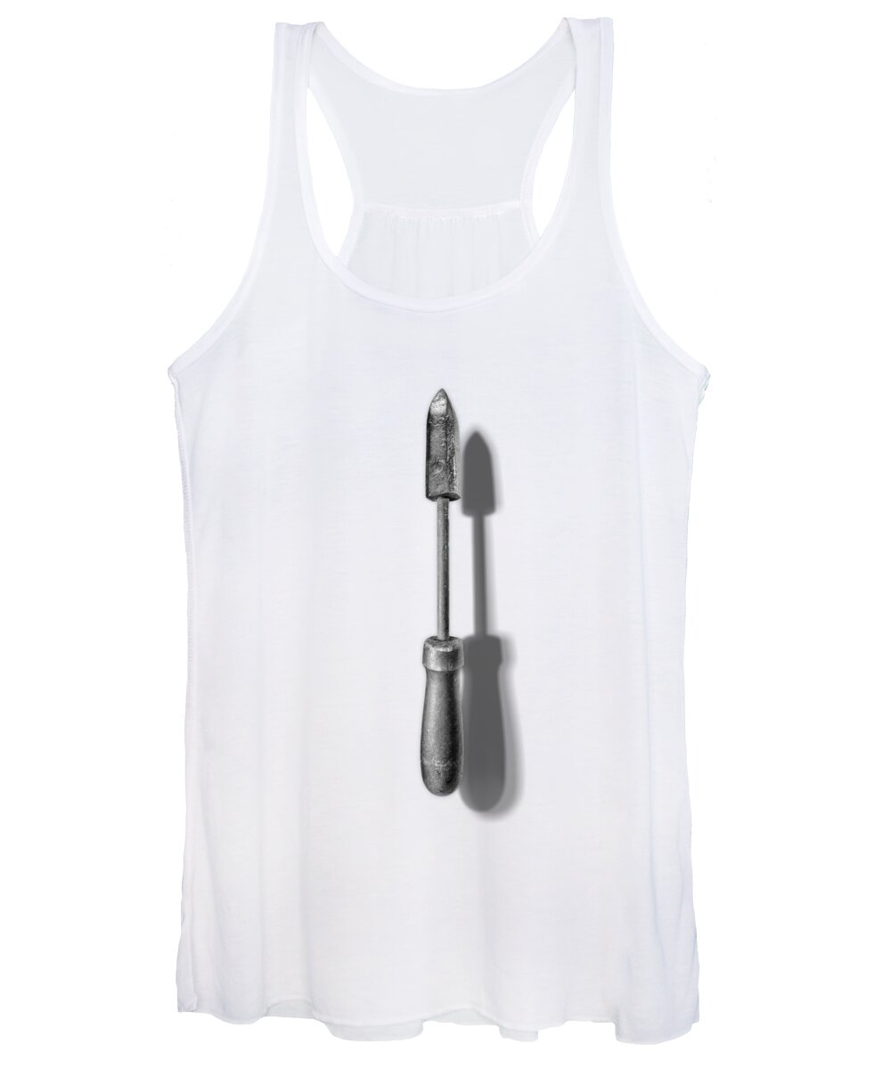 Hand Tool Women's Tank Top featuring the photograph Antique Soldering Iron in Black and White #1 by YoPedro