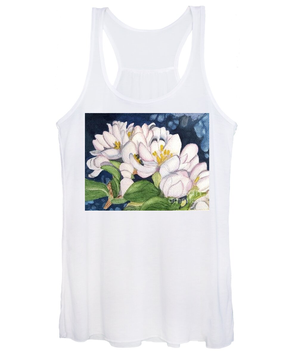 White Women's Tank Top featuring the painting Apple Blossoms by Sue Carmony