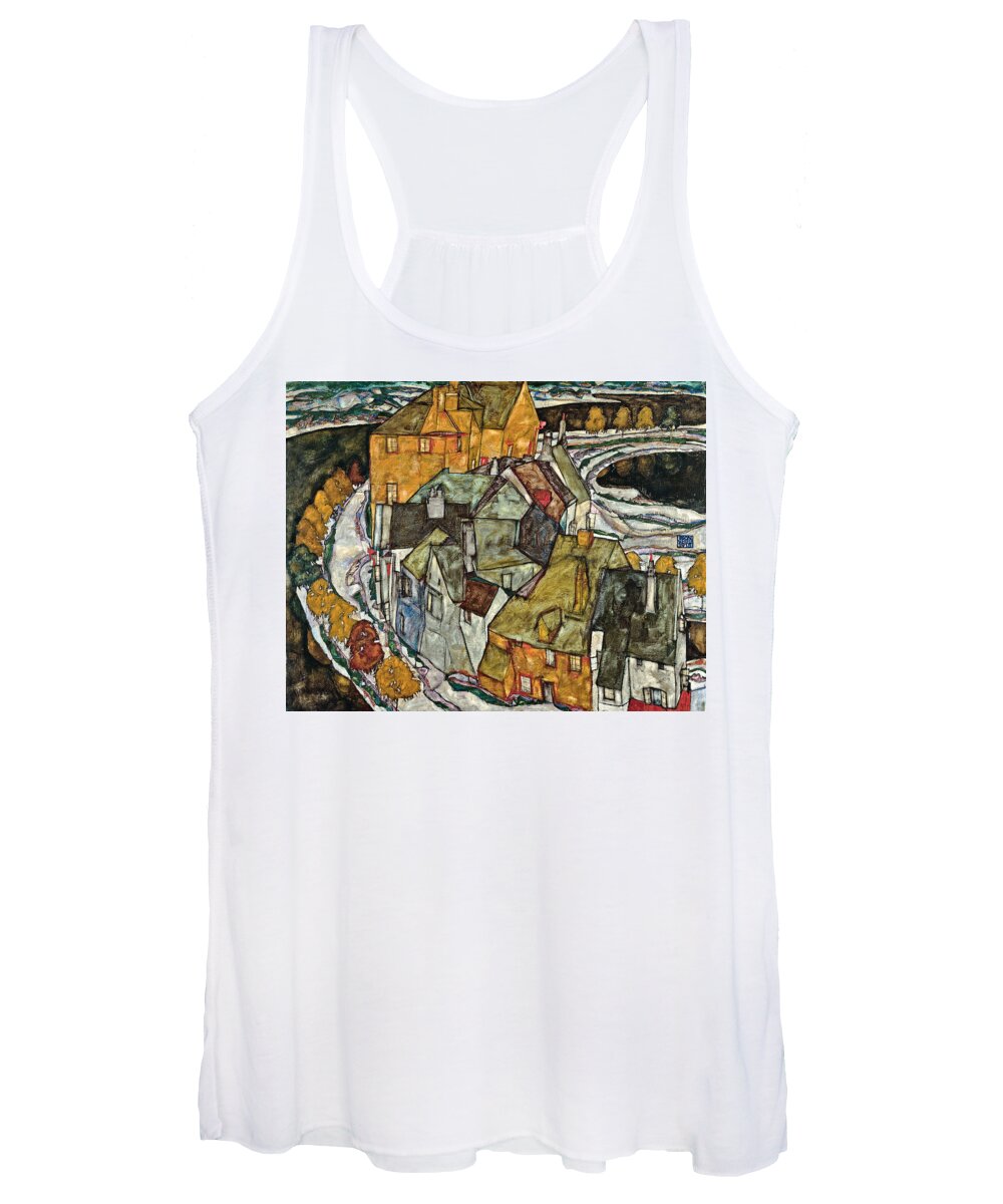 Old Women's Tank Top featuring the painting Crescent Of Houses II Island Town 1915 #1 by Egon Schiele
