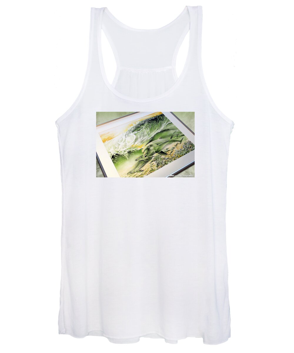 Waves Women's Tank Top featuring the painting Dawn Patrol #1 by William Love